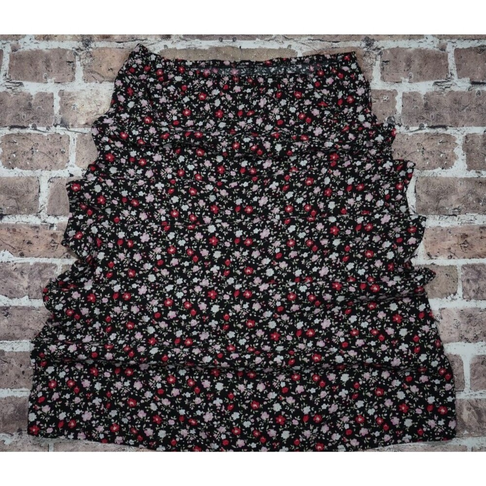 VTG Vintage Studio Floral Skirt Black 90s Y2K Cottagecore Midi Maxi Skirt Womens